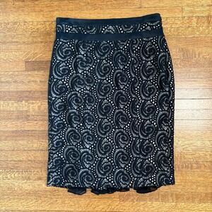 Etcetera Black Lace Pencil Skirt Size 10 Lined Career Cocktail‎ Party